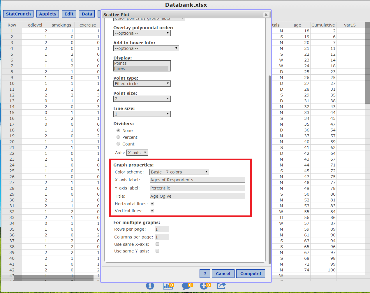 image 16 of statcrunch after logging in