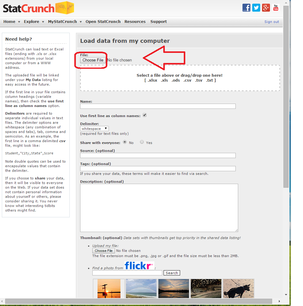 image  2 of statcrunch after logging in