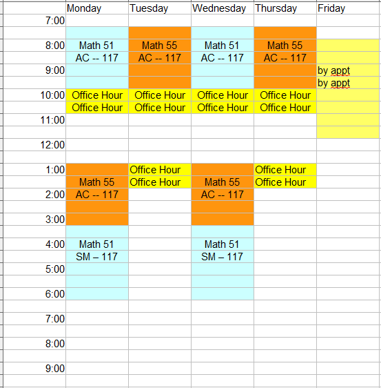 my schedule timetable